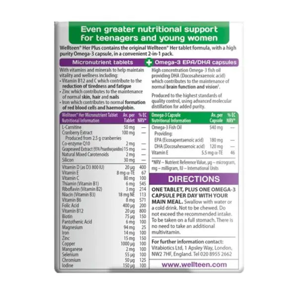 VITABIOTICS - WELLTEEN Her Plus - 28tabs+28caps